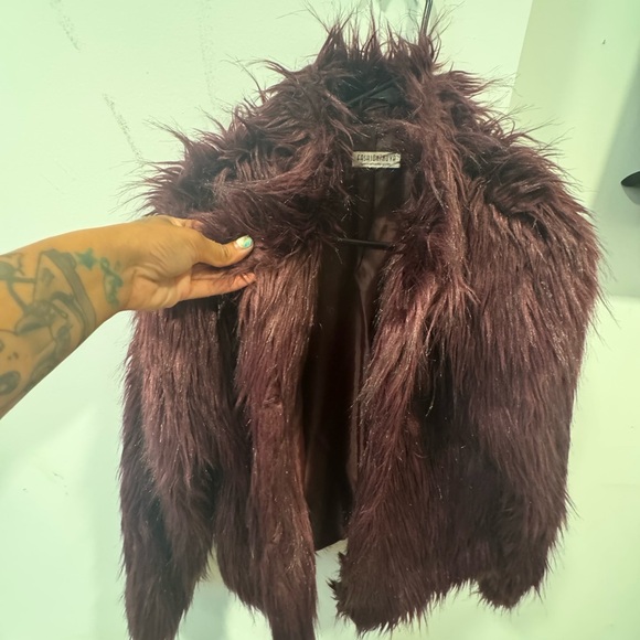 Plum Faux Fur Jacket - Picture 2 of 3
